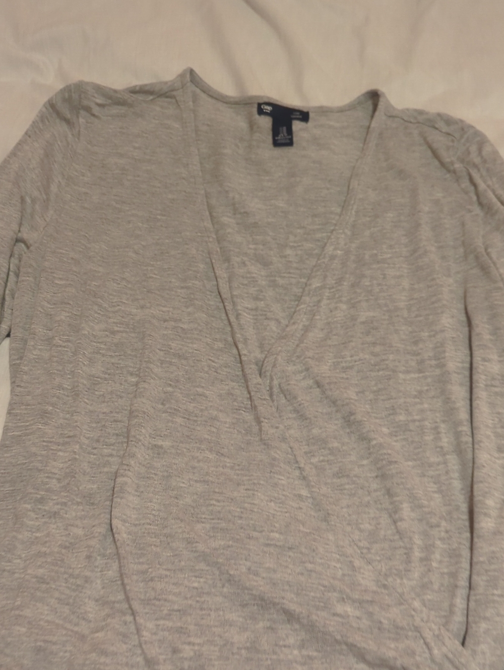 GAP Light Gray Long-Sleeve Wrap Top